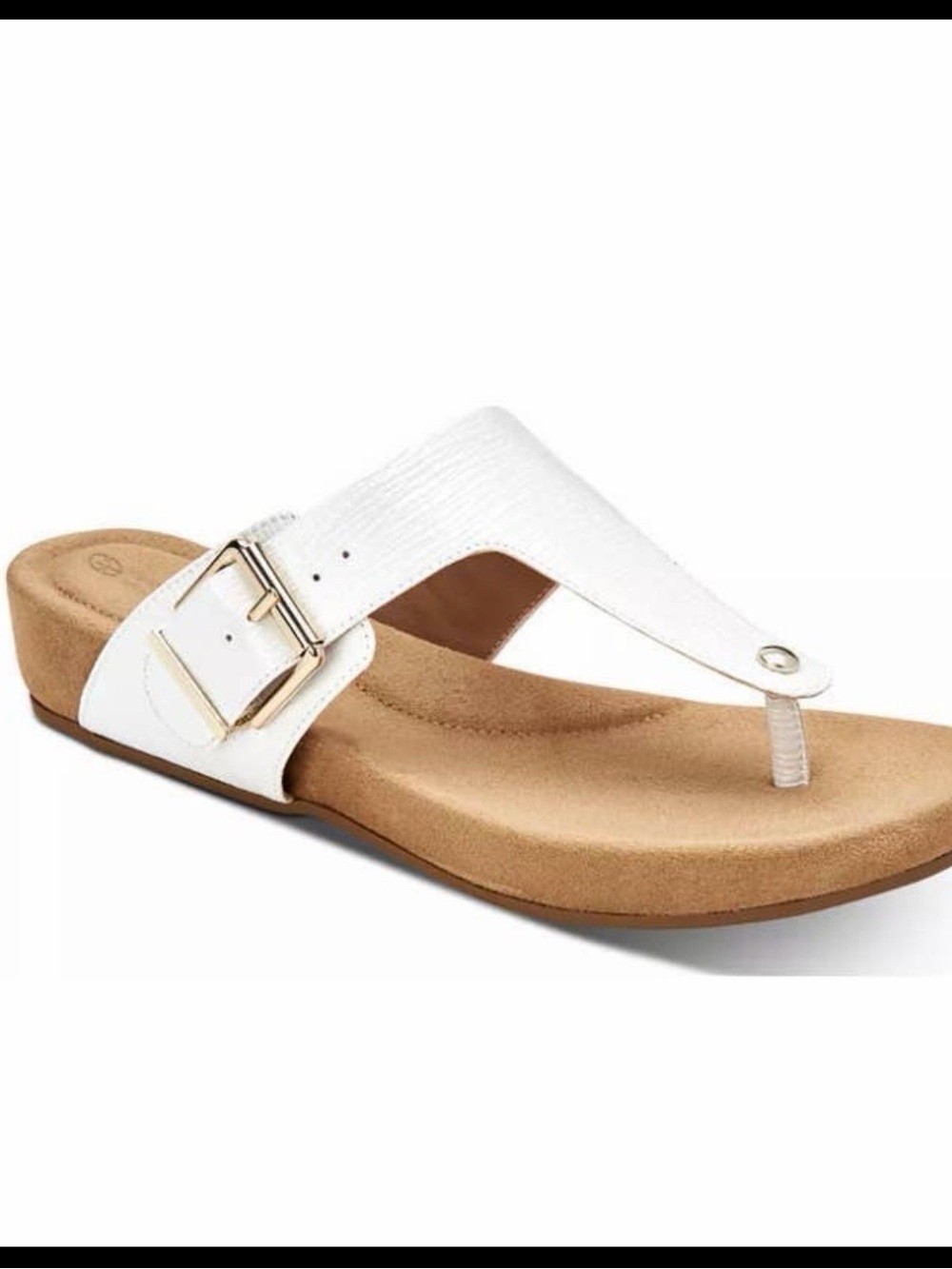 Giani Bernini White Toe-Post Sandal with Gold Buckle